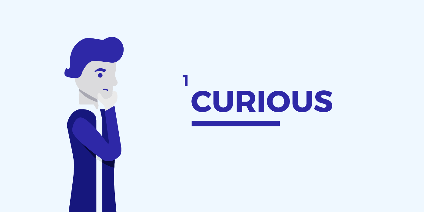 illustration of a person with the headline curious